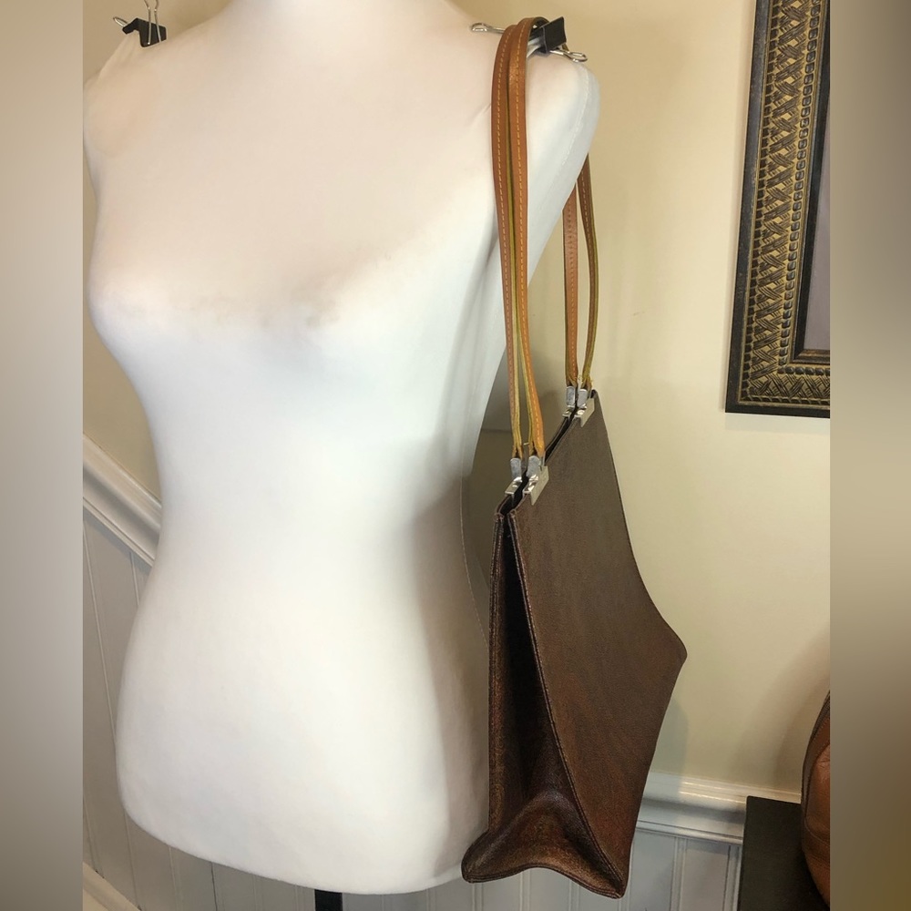 ETRO Red Paisley Vachetta Leather Two Strap Snap Tote Shopper Shoulder Bag - Picture 3 of 17